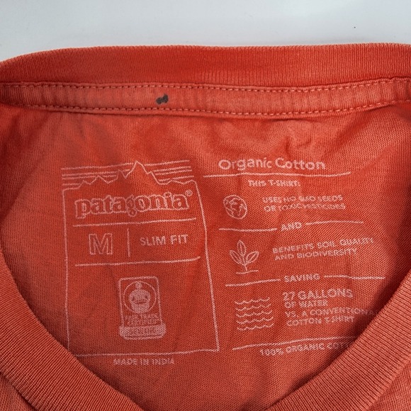 Patagonia Shirt Men's Medium Fitz Roy Bear Short Sleeve Tee Orange - Picture 5 of 5